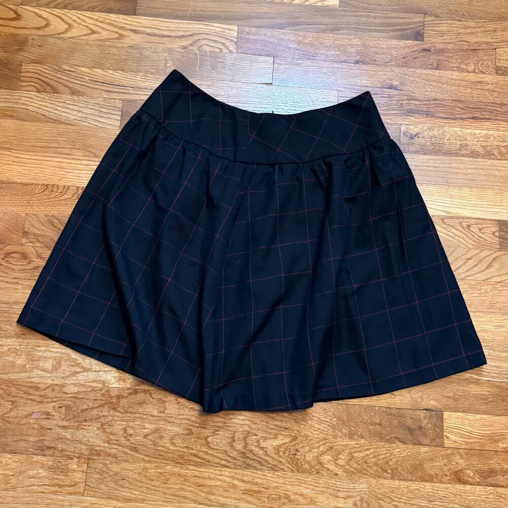 Zac & Rachel Womenβs 10 Black Red Plaid Midi Skater Skirt Zipper Academia Retro